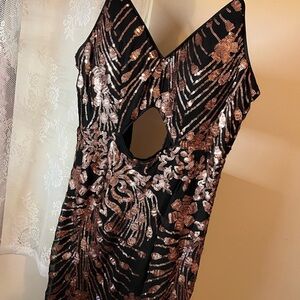 Black and Rose Gold Sequin Dress